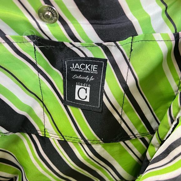 Womens Handbag Tote Jackie Studio C Geometric Pattern Pockets Black Green - Picture 4 of 15